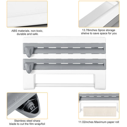 Magnetic Plastic Cling Film Dispenser With Cutter + Refillable Aluminum Foil