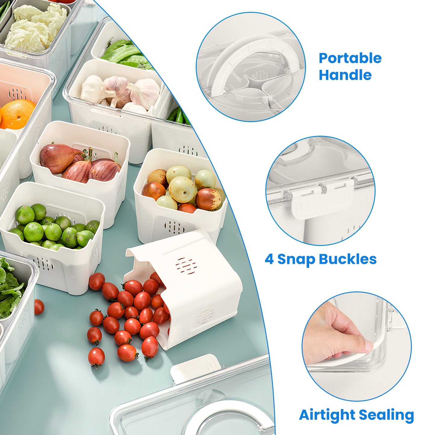 Airtight Fruit Storage Containers 4 Compartment Food Storage Containers