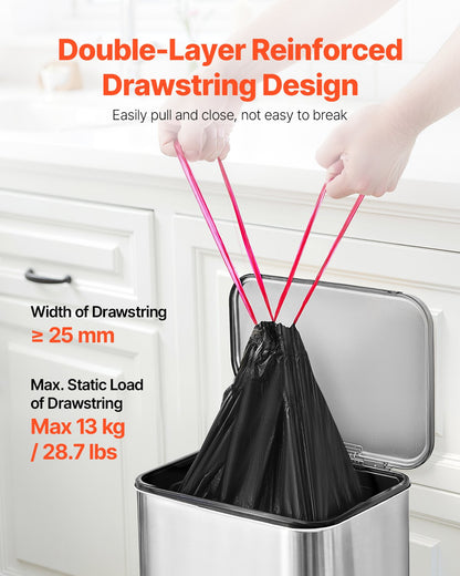 Drawstring Trash Bags, 30 Gallon 50 Count Tall Kitchen Trash Bags