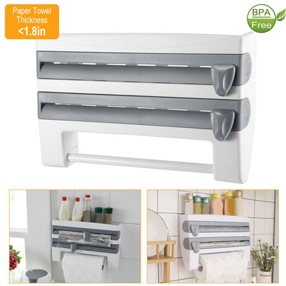 Magnetic Plastic Cling Film Dispenser With Cutter + Refillable Aluminum Foil
