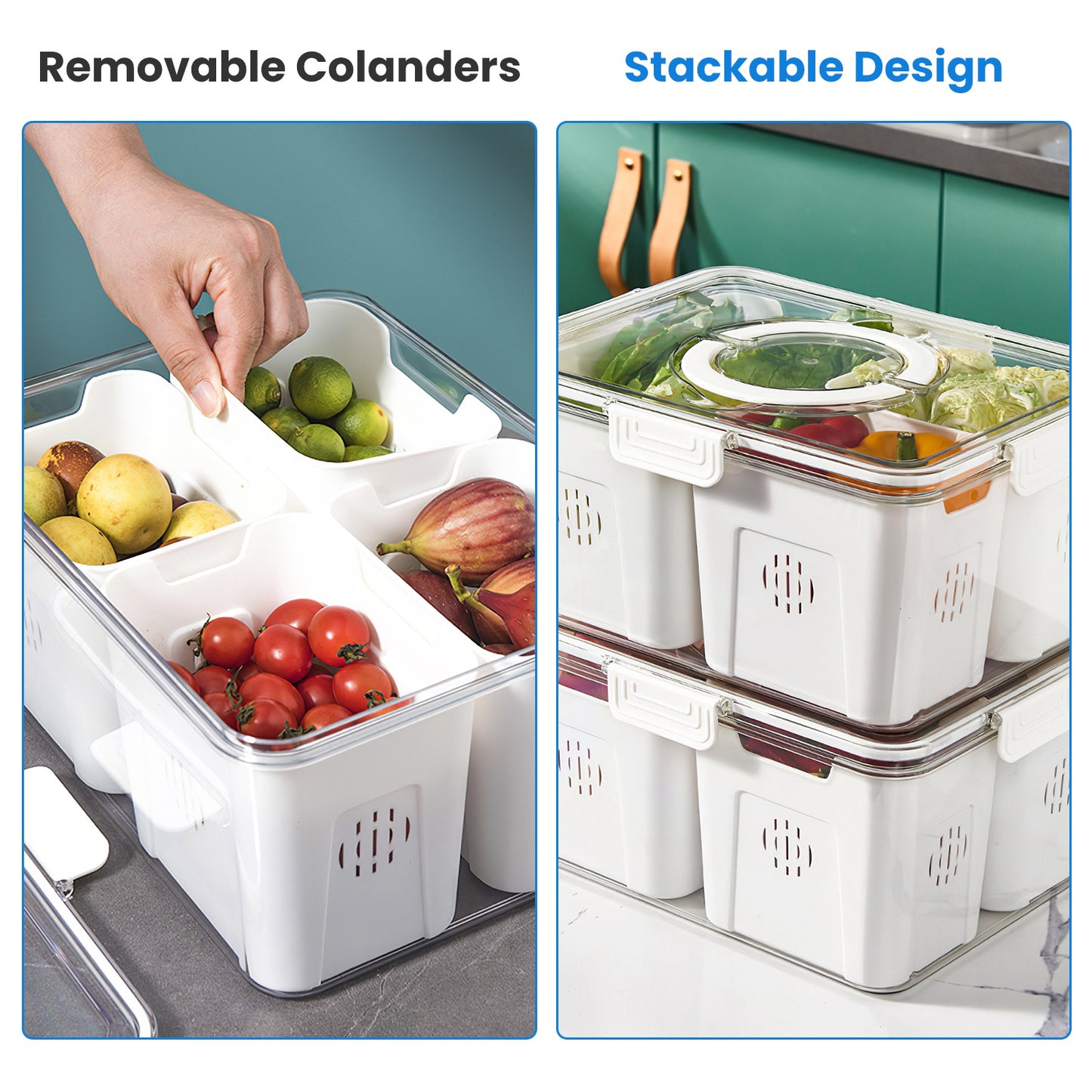 Airtight Fruit Storage Containers 4 Compartment Food Storage Containers