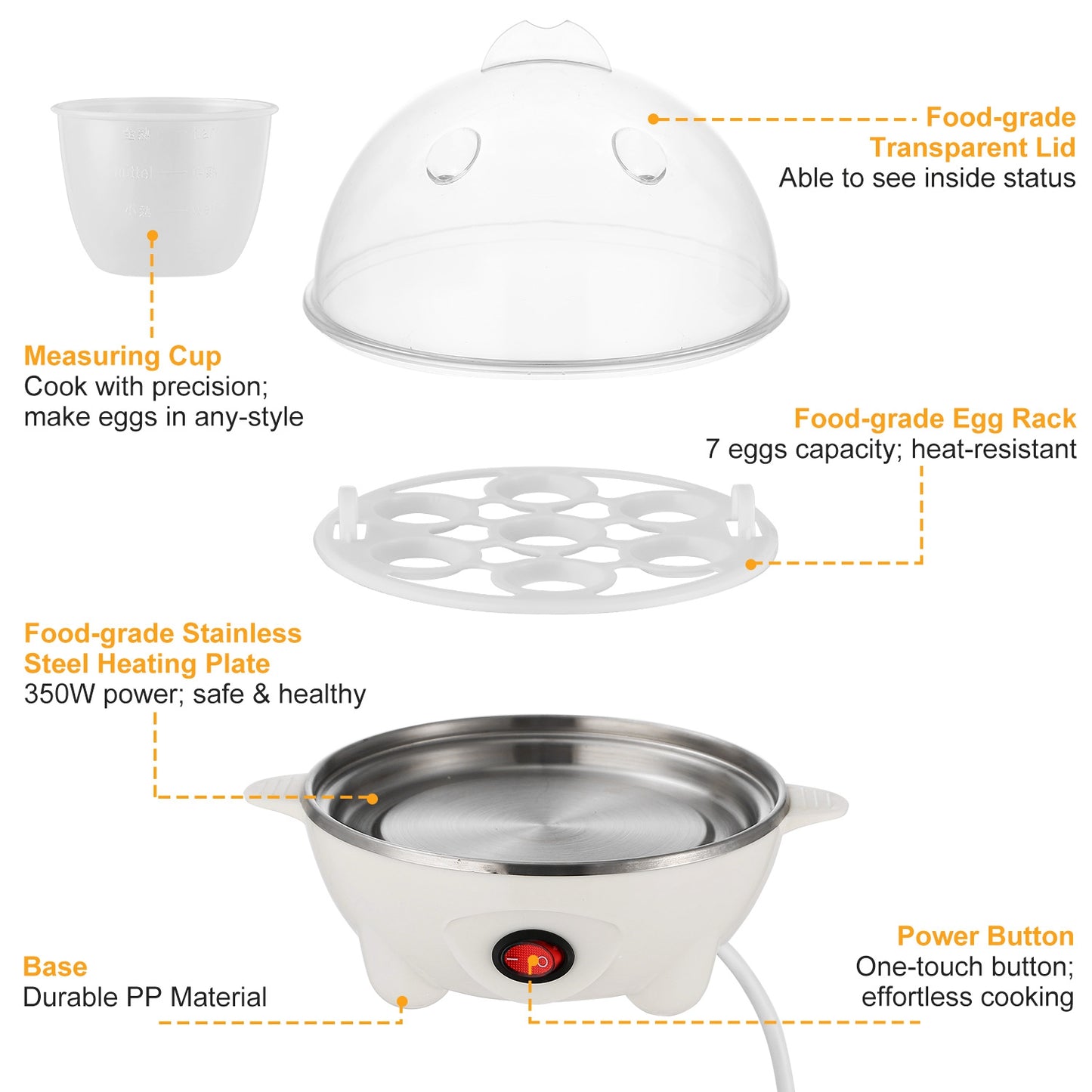 Electric Egg Cooker 7-Capacity Hard-Boiled Egg Maker