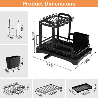 2-Tier Dish Drying Rack For Kitchen Counter