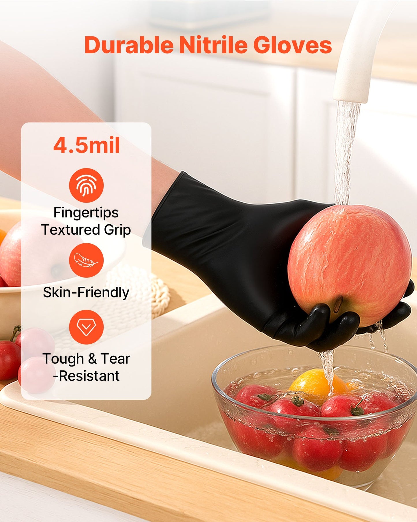 Black Nitrile Disposable Gloves 4.5 Mil - Latex & Powder-Free