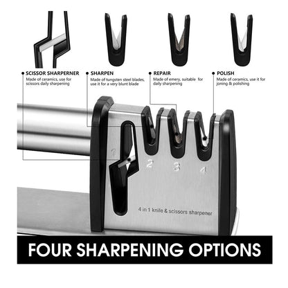 1-pcs 4-in-1 Kitchen Blade And Scissor Sharpening Tool