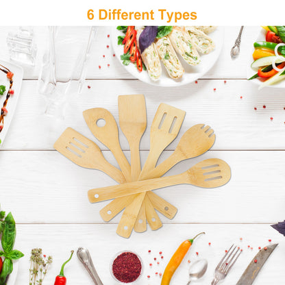 Set Of 6Pcs Cooking Utensil Bamboo Wooden Spoons Spatula