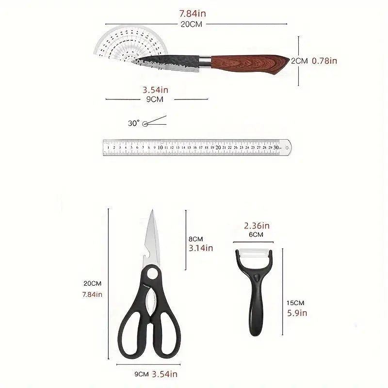 6 PCS Kitchen Knife Sets, Steel Kitchen Knives