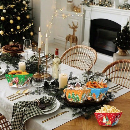 12 PCS Christmas Paper Food Tray Xmas Decorations