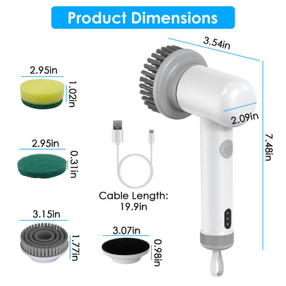 1 Set Electric Handheld Spin Scrubber Cordless Cleaning Brush