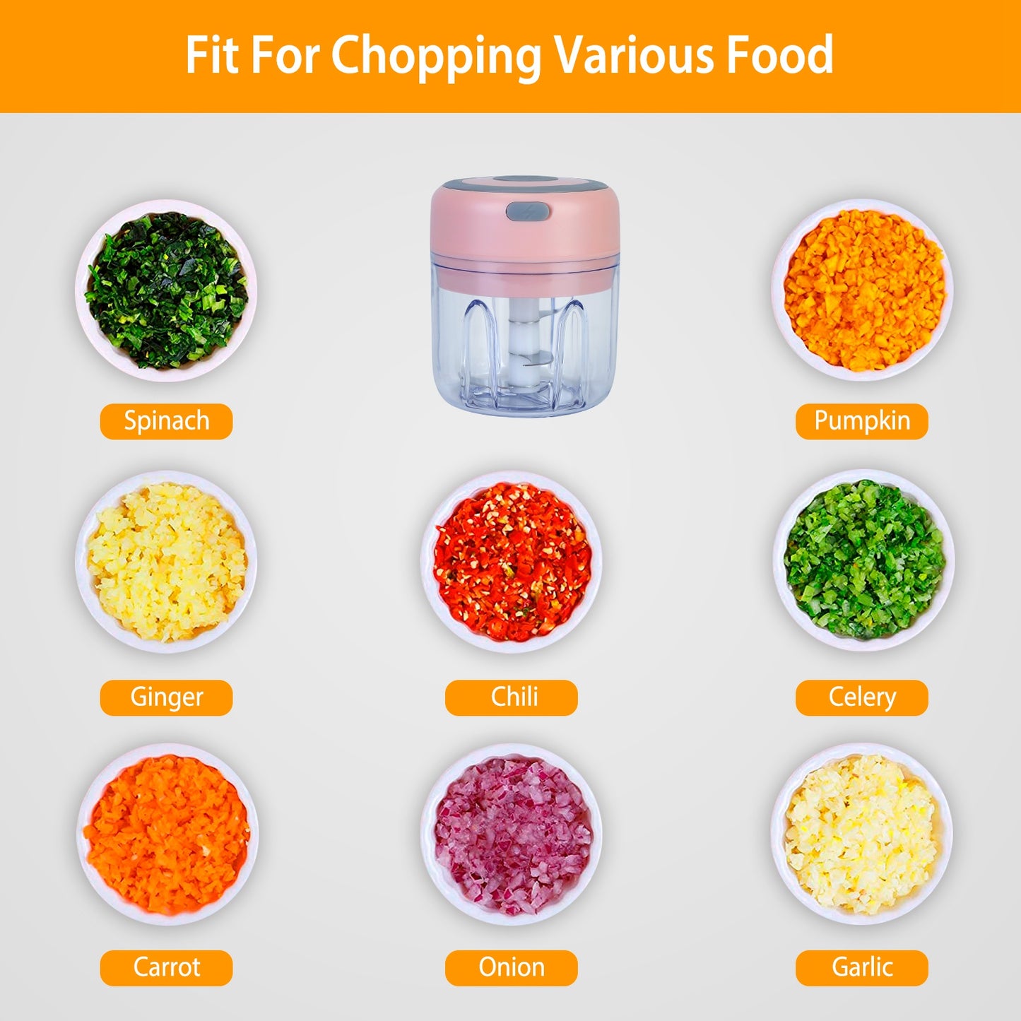 Mini Electric Garlic Chopper 8.45-OZ