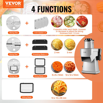 Electric Vegetable Slicer, 4 In 1 Multifunctional Food Cutter