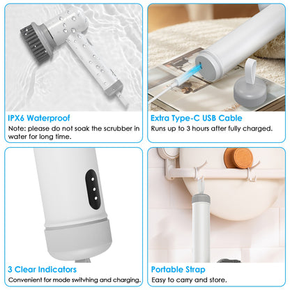 1 Set Electric Handheld Spin Scrubber Cordless Cleaning Brush