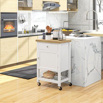 Rolling Kitchen Cart with Rubberwood Top