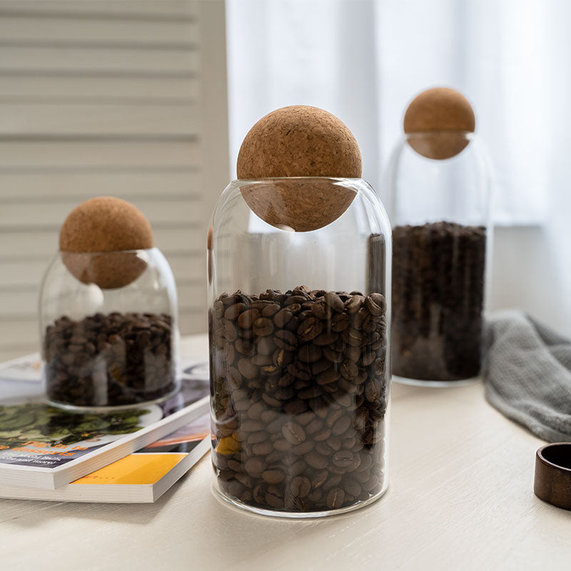 Airtight Glass Storage Jar – Tea, Coffee & Dry Food Container with Cork Lid
