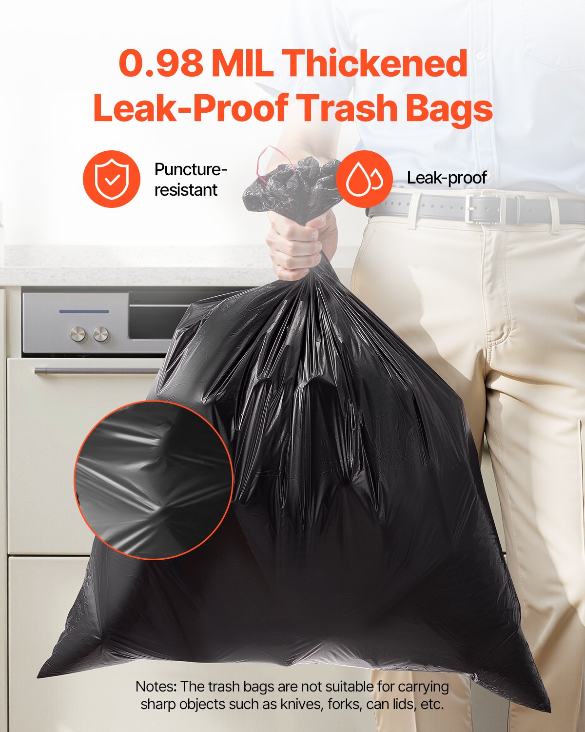 Drawstring Trash Bags, 30 Gallon 50 Count Tall Kitchen Trash Bags