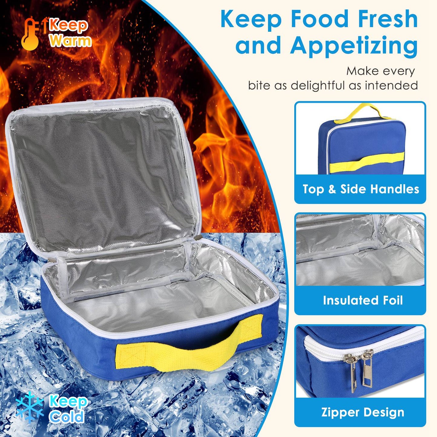 1-Pc Kids Lunch Box Thermal Lunch Container With Insulated Storage Bag