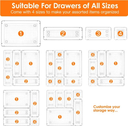 25-Pcs Clear Plastic Drawer Organizers Set