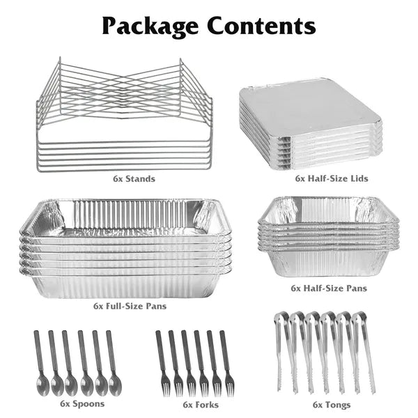 Set Of 42-Pcs Disposable Chafing Dish Buffet
