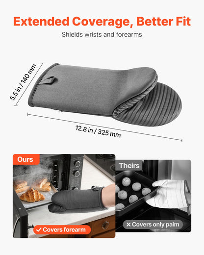 Oven Mitts, Mini Oven Mitt Set With Non-Slip Silicone Strip