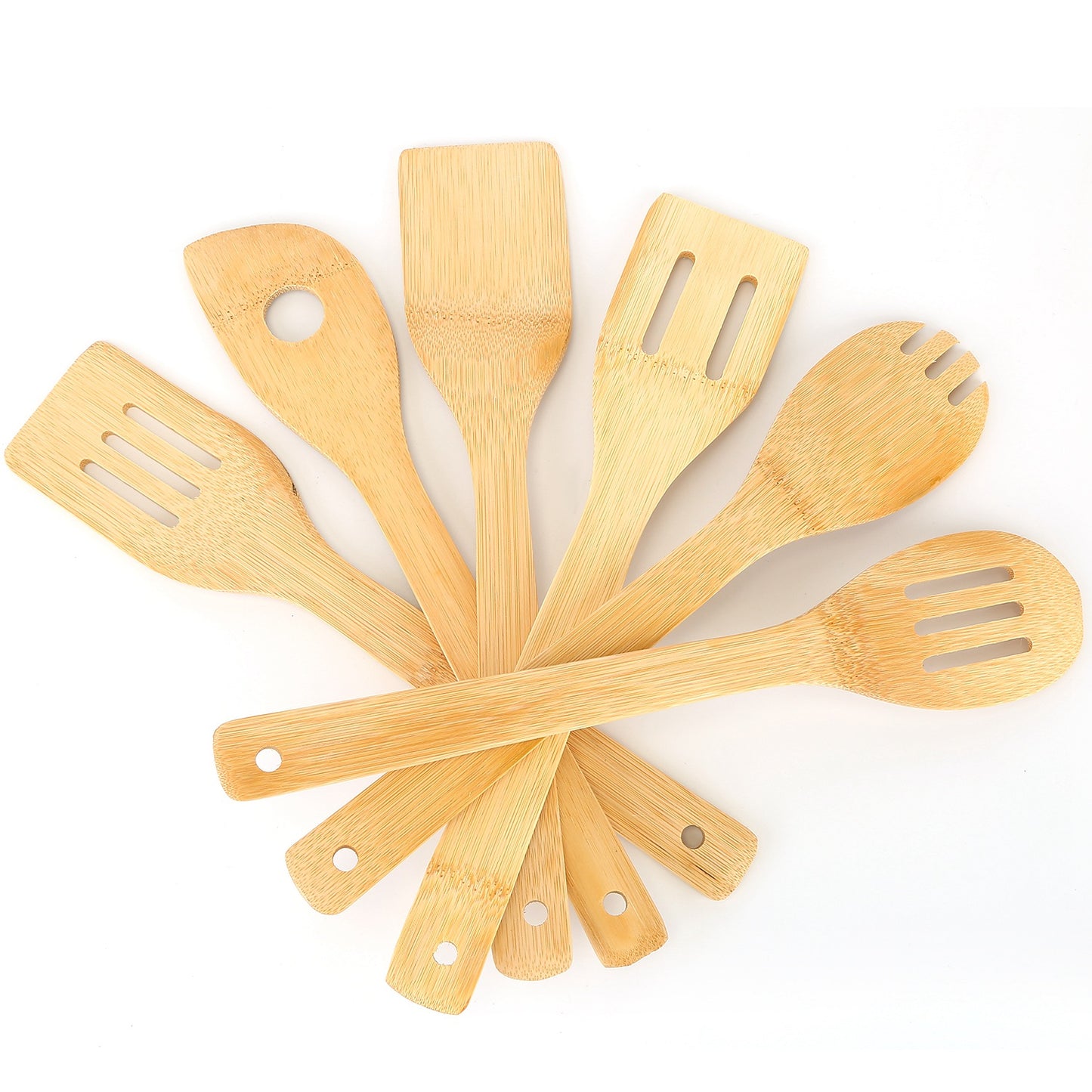 Set Of 6Pcs Cooking Utensil Bamboo Wooden Spoons Spatula