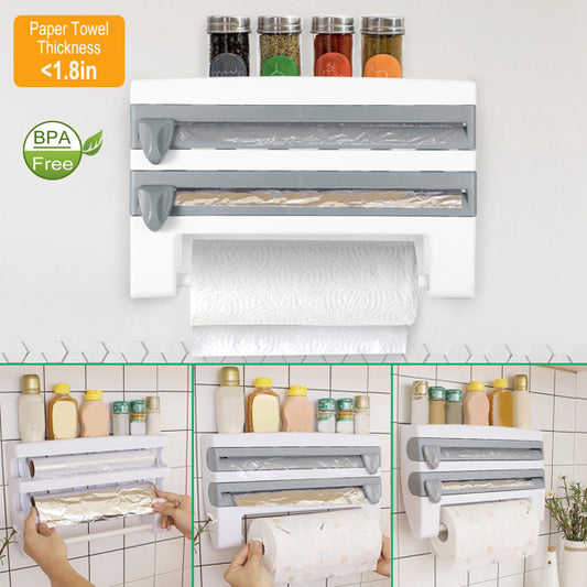 Magnetic Plastic Cling Film Dispenser With Cutter + Refillable Aluminum Foil