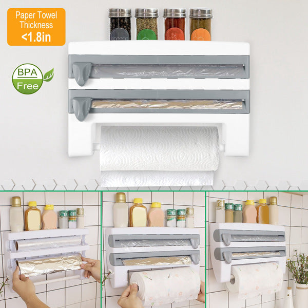 Magnetic Plastic Cling Film Dispenser With Cutter + Refillable Aluminum Foil