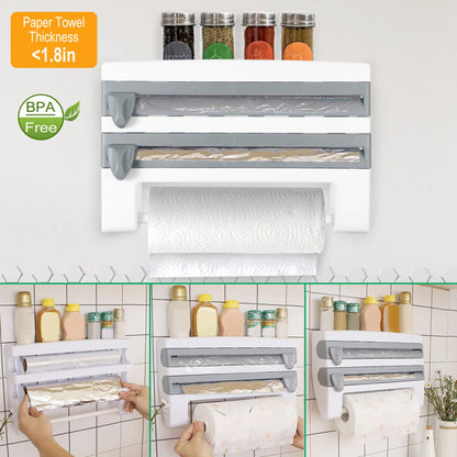 Magnetic Plastic Cling Film Dispenser With Cutter + Refillable Aluminum Foil