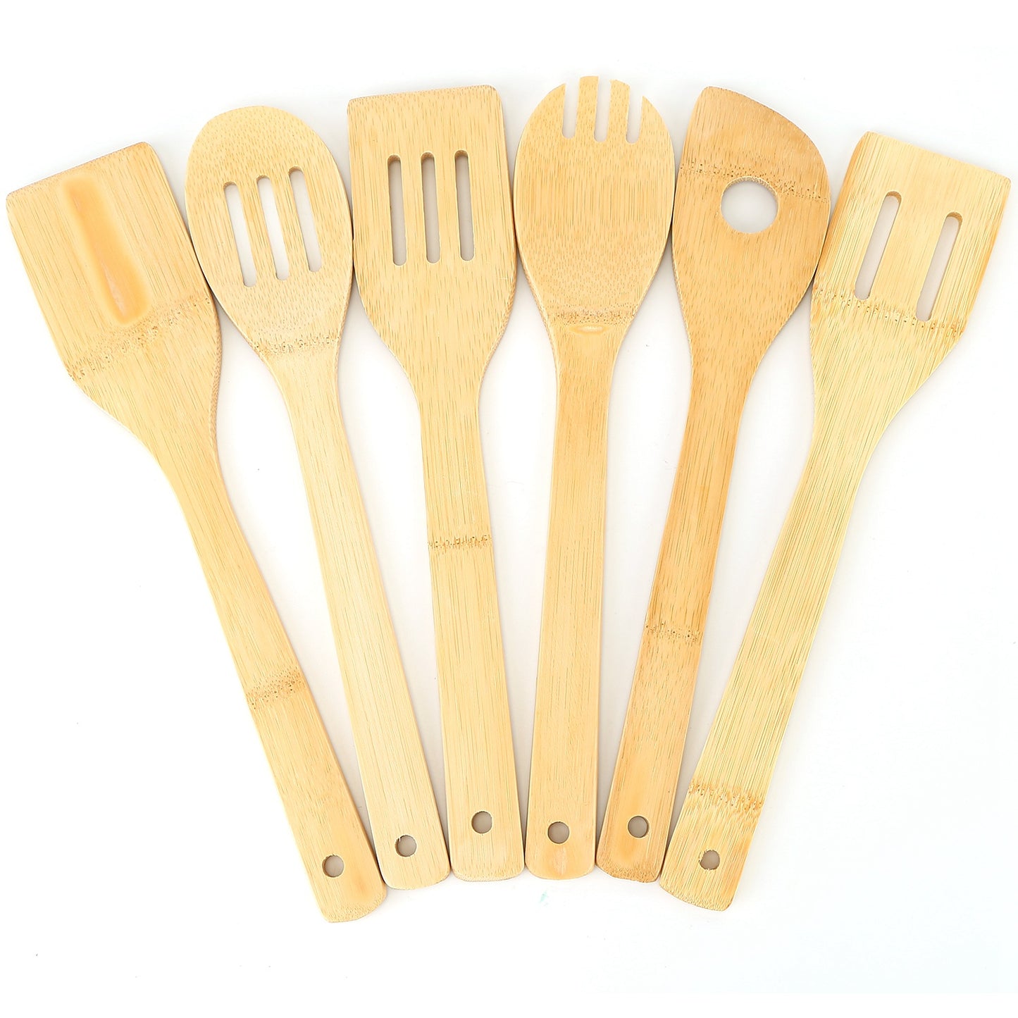 Set Of 6Pcs Cooking Utensil Bamboo Wooden Spoons Spatula