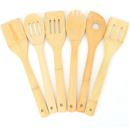 Set Of 6Pcs Cooking Utensil Bamboo Wooden Spoons Spatula