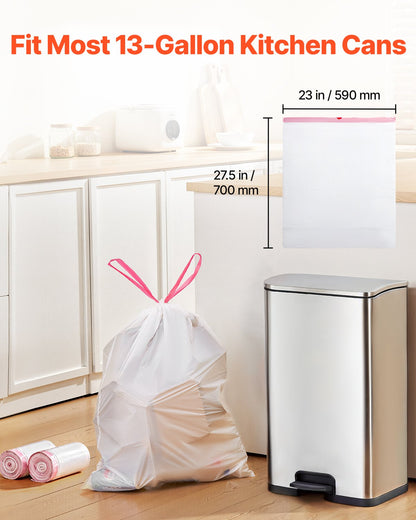 Drawstring Trash Bags, 13 Gallon 110 Count Tall Kitchen Trash Bags