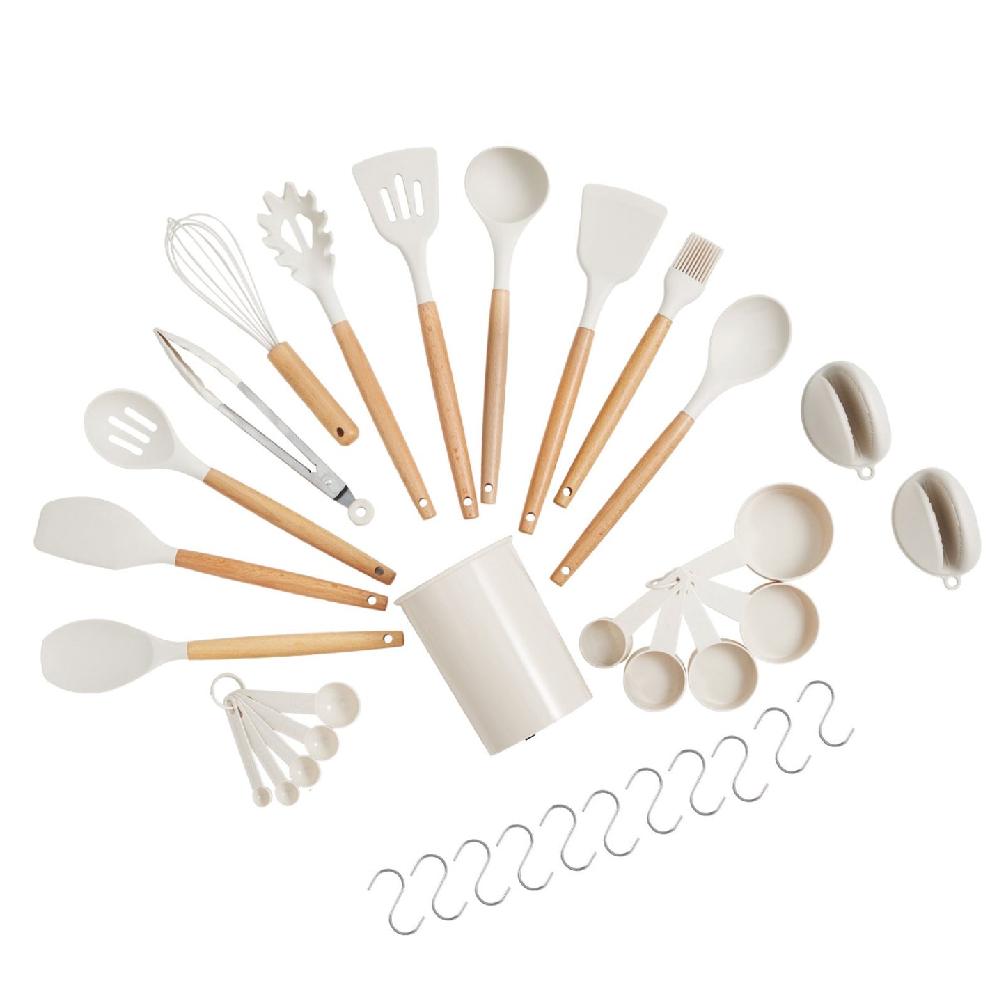 34 PCS Kitchen Cooking Utensils Set Silicone Spatula Spoon Tools Heat Resistant