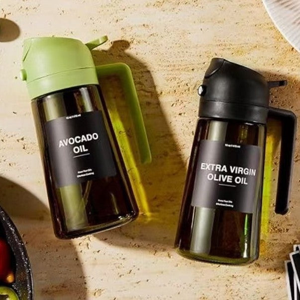 Portable light-shielding spray oil bottle for olive oil and cooking oils