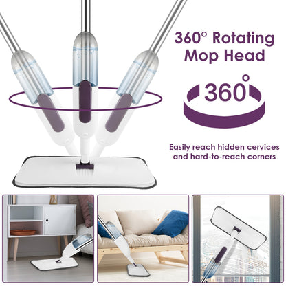 Spray Mop with 3 Machine-Washable Microfiber Pads – Lightweight Floor Cleaner