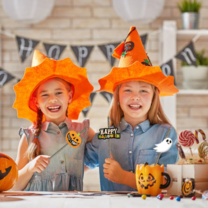 25-Pcs Halloween Party Striped Decorative Straws