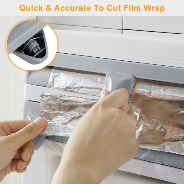 Magnetic Plastic Cling Film Dispenser With Cutter + Refillable Aluminum Foil