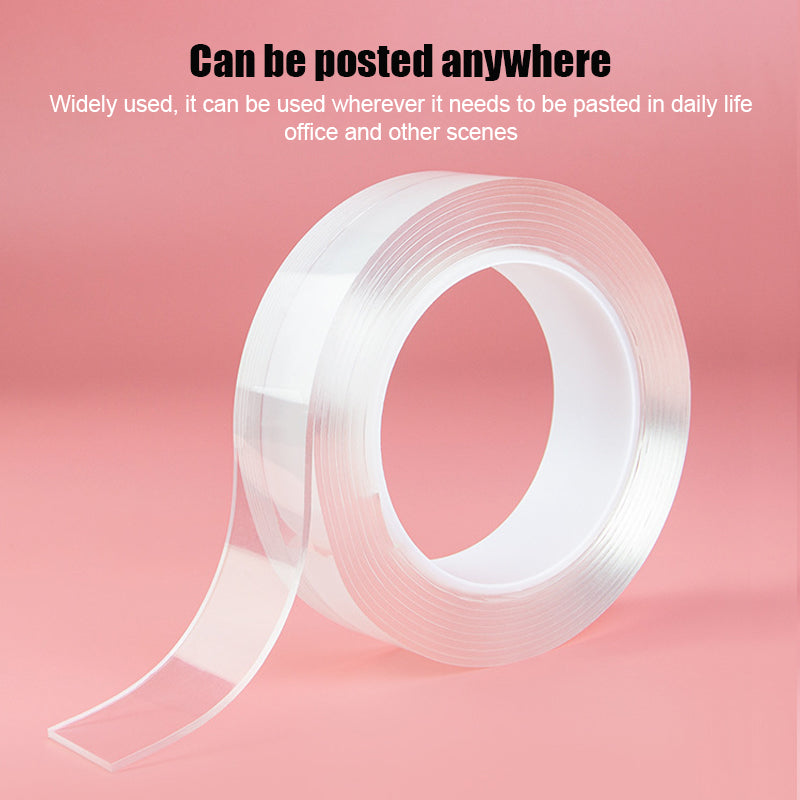 Multi-surface adhesive tape for walls, glass, wood, and plastic