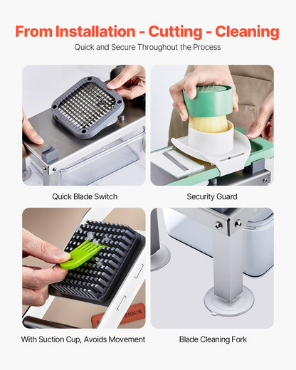 Vegetable Chopper Mandoline Slicer All-in-1 Food Veggie Cutter 9 Blades