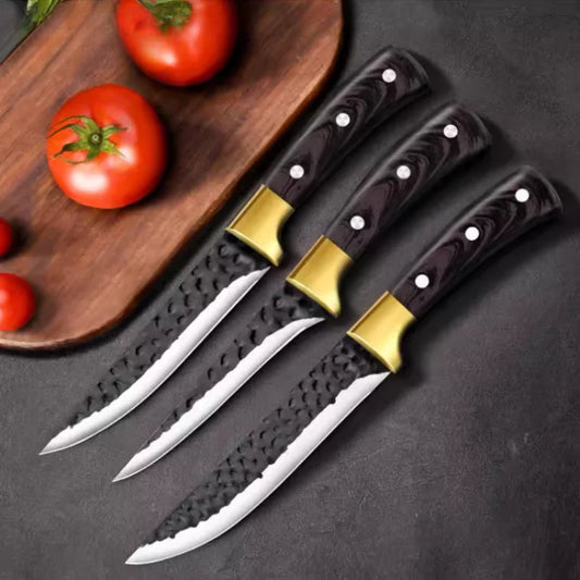 3-piece cutting knife set for slicing meat, vegetables, and fruits