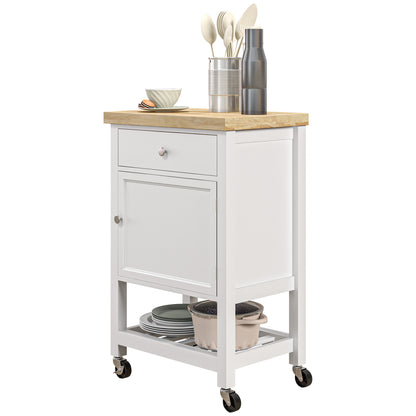 Rolling Kitchen Cart with Rubberwood Top