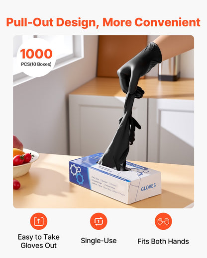 Black Nitrile Disposable Gloves 4.5 Mil - Latex & Powder-Free