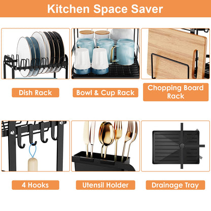 2-Tier Dish Drying Rack For Kitchen Counter