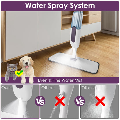 Spray Mop with 3 Machine-Washable Microfiber Pads – Lightweight Floor Cleaner