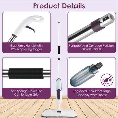 Spray Mop with 3 Machine-Washable Microfiber Pads – Lightweight Floor Cleaner