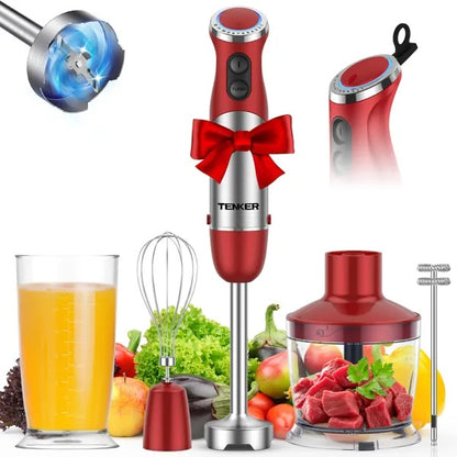 5-in-1 immersion hand blender with 12-speed modes and stainless steel blades