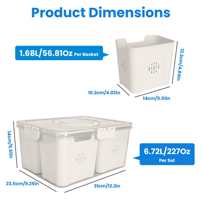 Airtight Fruit Storage Containers 4 Compartment Food Storage Containers