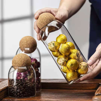 Airtight Glass Storage Jar – Tea, Coffee & Dry Food Container with Cork Lid
