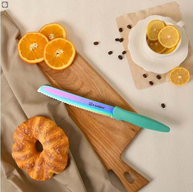 14-Piece Rainbow Colored High Carbon Stainless Steel Kitchen Knife Set