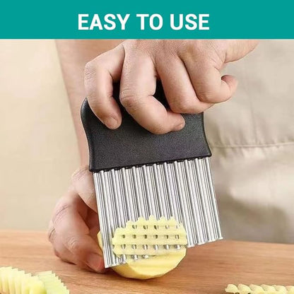 Large Crinkle Cutter,French Fry Slicer,Potato Knife Cutter Fruit Vegetable Wavy Chopper,Knife Stainless Steel Blade Cutting Tool