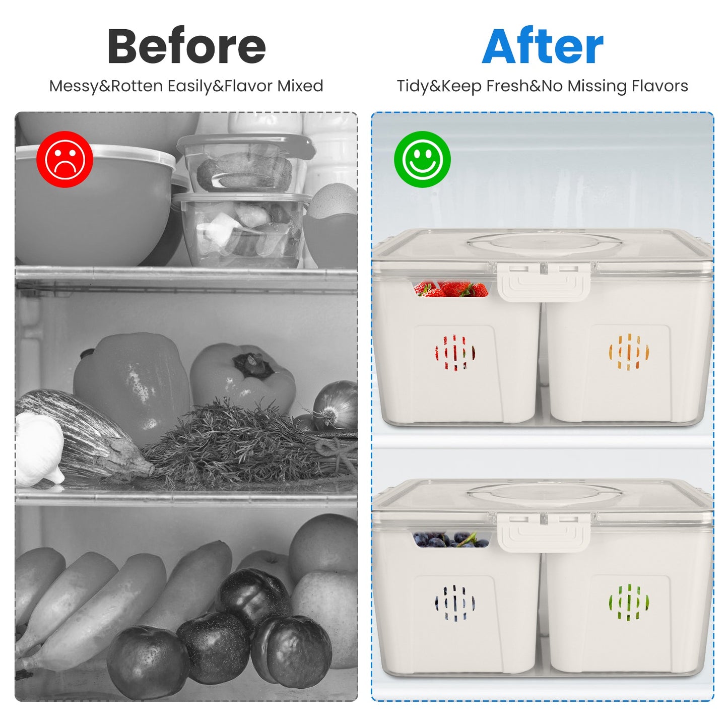Airtight Fruit Storage Containers 4 Compartment Food Storage Containers