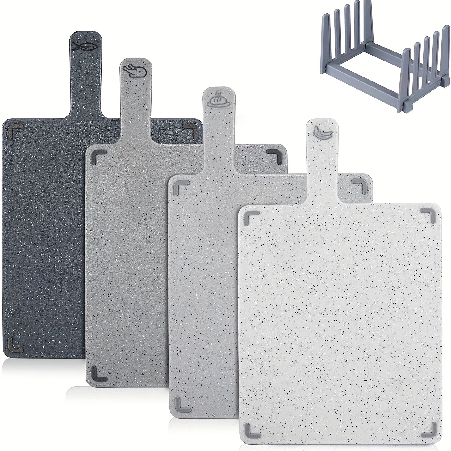 Multi-function BPA-free plastic cutting boards with color-coded surfaces for safe food prep